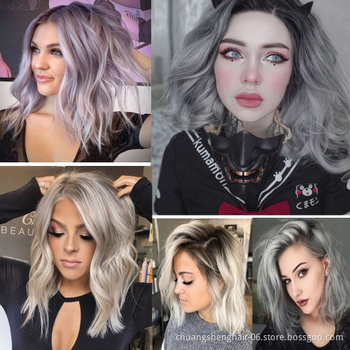 wholesale short Wavy Synthetic Lace Front Wig Lace Part Wig For Women Heat Resistance fiber ombre Synthetic Wigs Lace Front